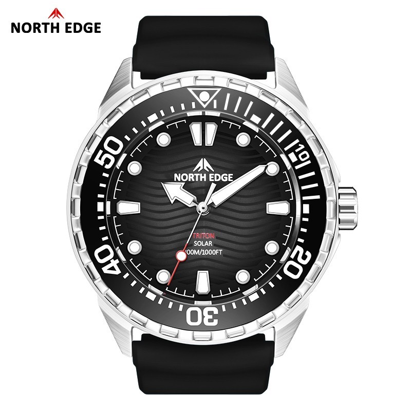 NORTH EDGE TRITON Solar Powered Dive Watch Quartz Watch Men 316L Stainless case