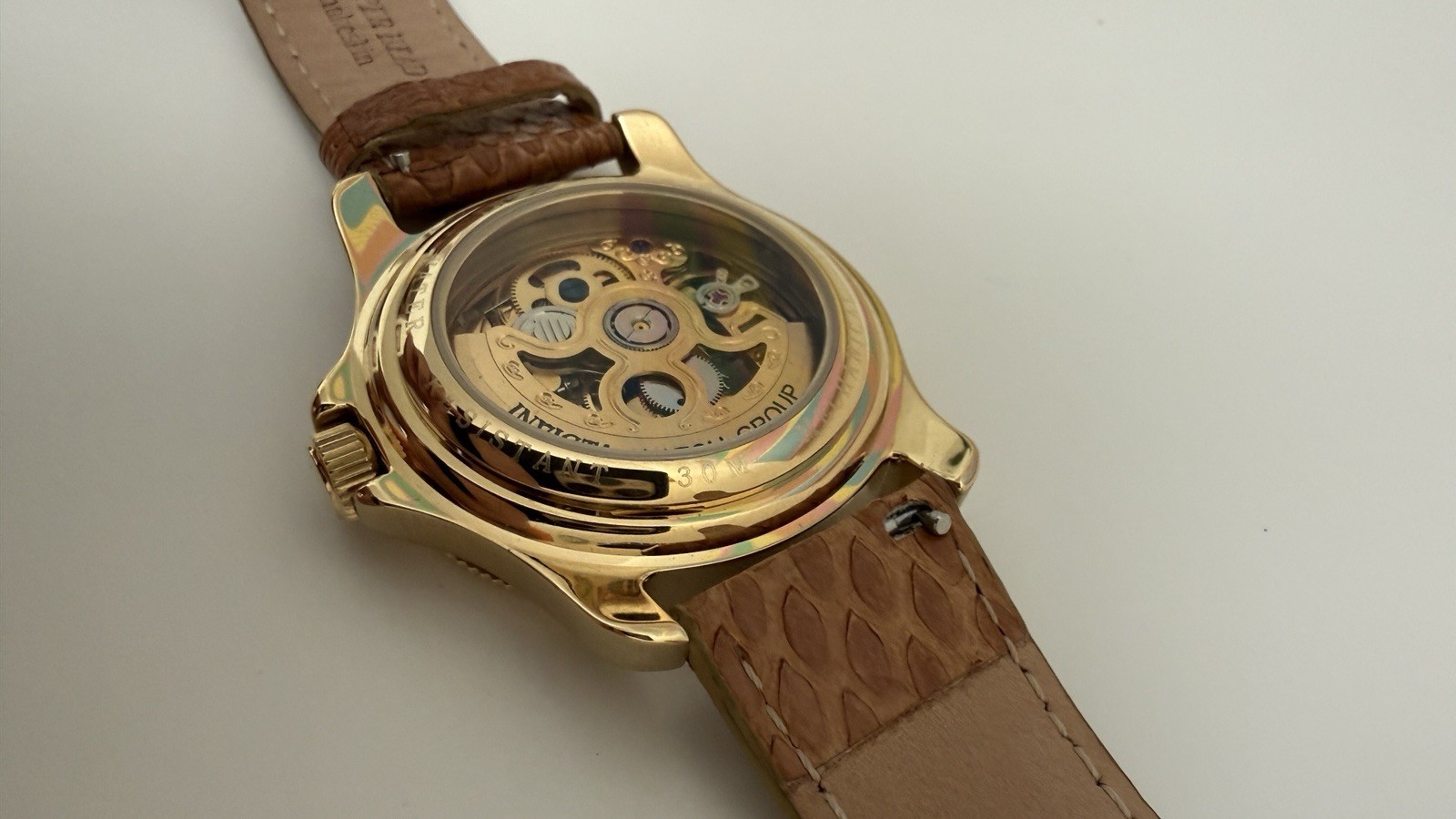 Invicta Automatic Skeleton Watch 40mm Excellent Condition Vintage Gold Tone