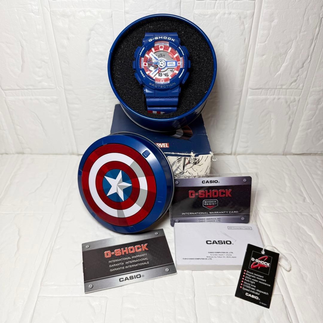Casio G-Shock Marvel Captain America GA-110 Watch Blue Red White From Japan