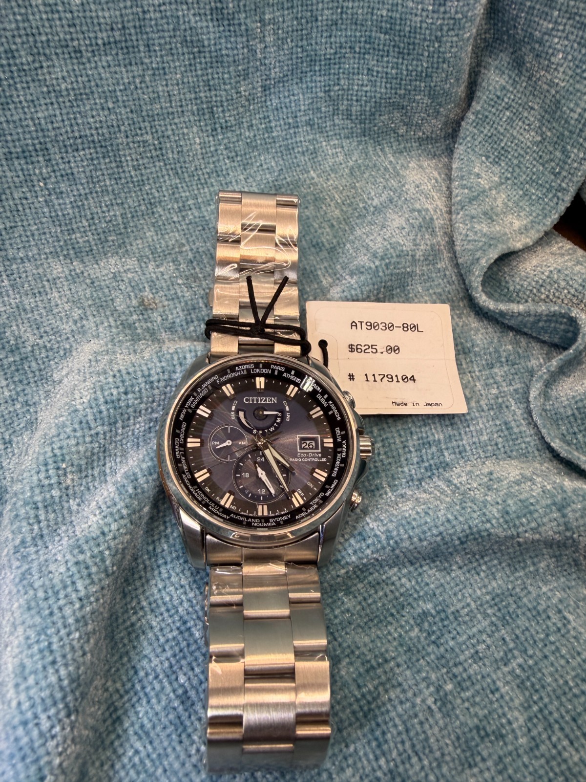 Citizen Eco-Drive SS Blue Dial Quartz Men Watch AT9030-80L SEE DESCRIPTION $255