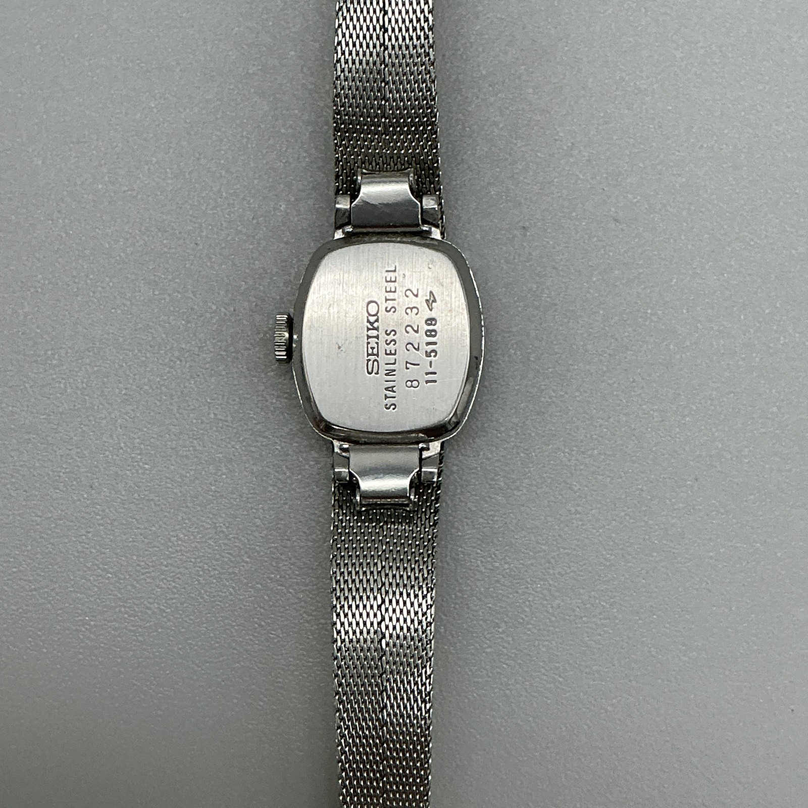 Vintage Seiko Womens Watch 16mm Silver Tone Stainless Mesh Band Manual Wind