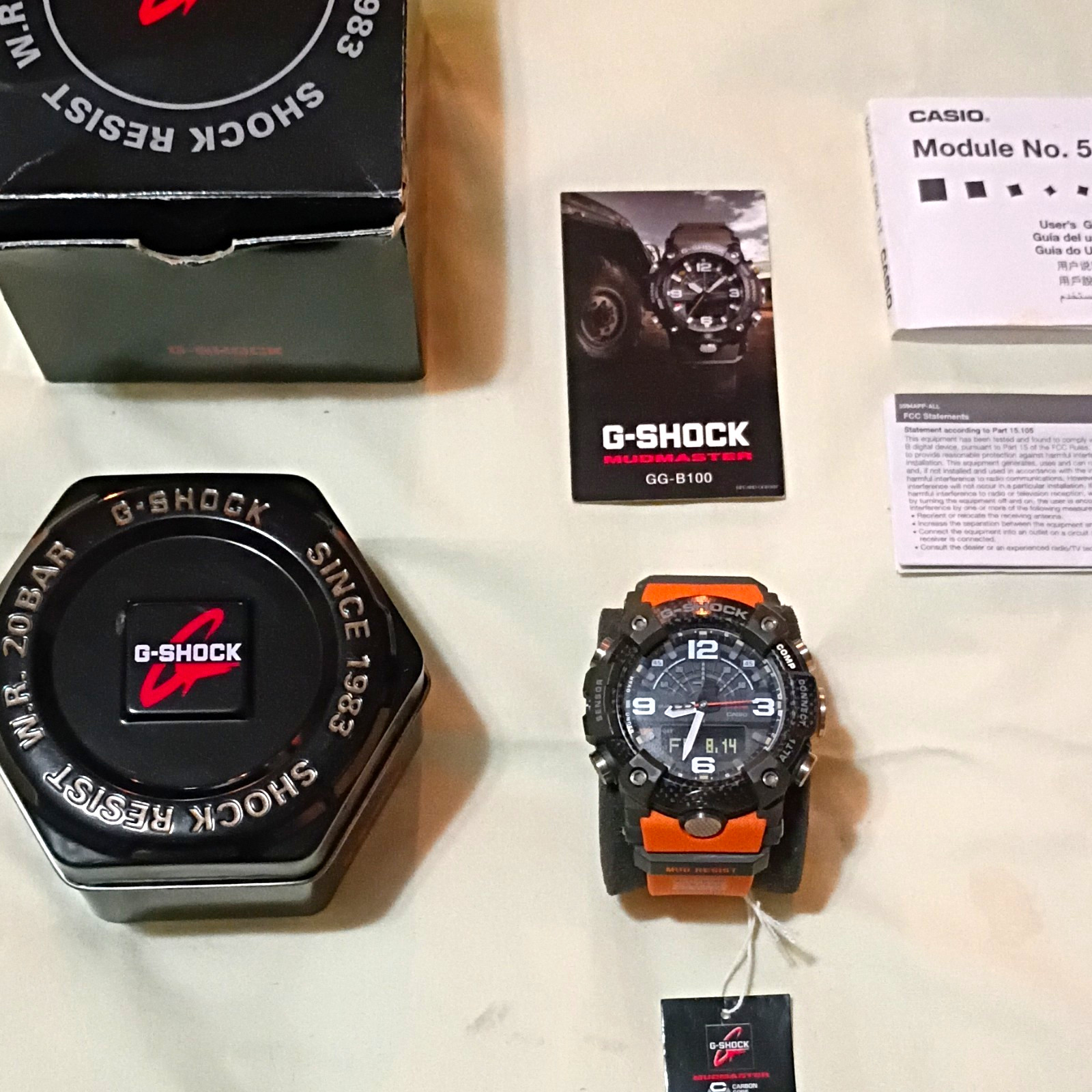 Casio G-SHOCK Mudmaster GG-B100 Bluetooth Carbon Quad 200m Orange/Black