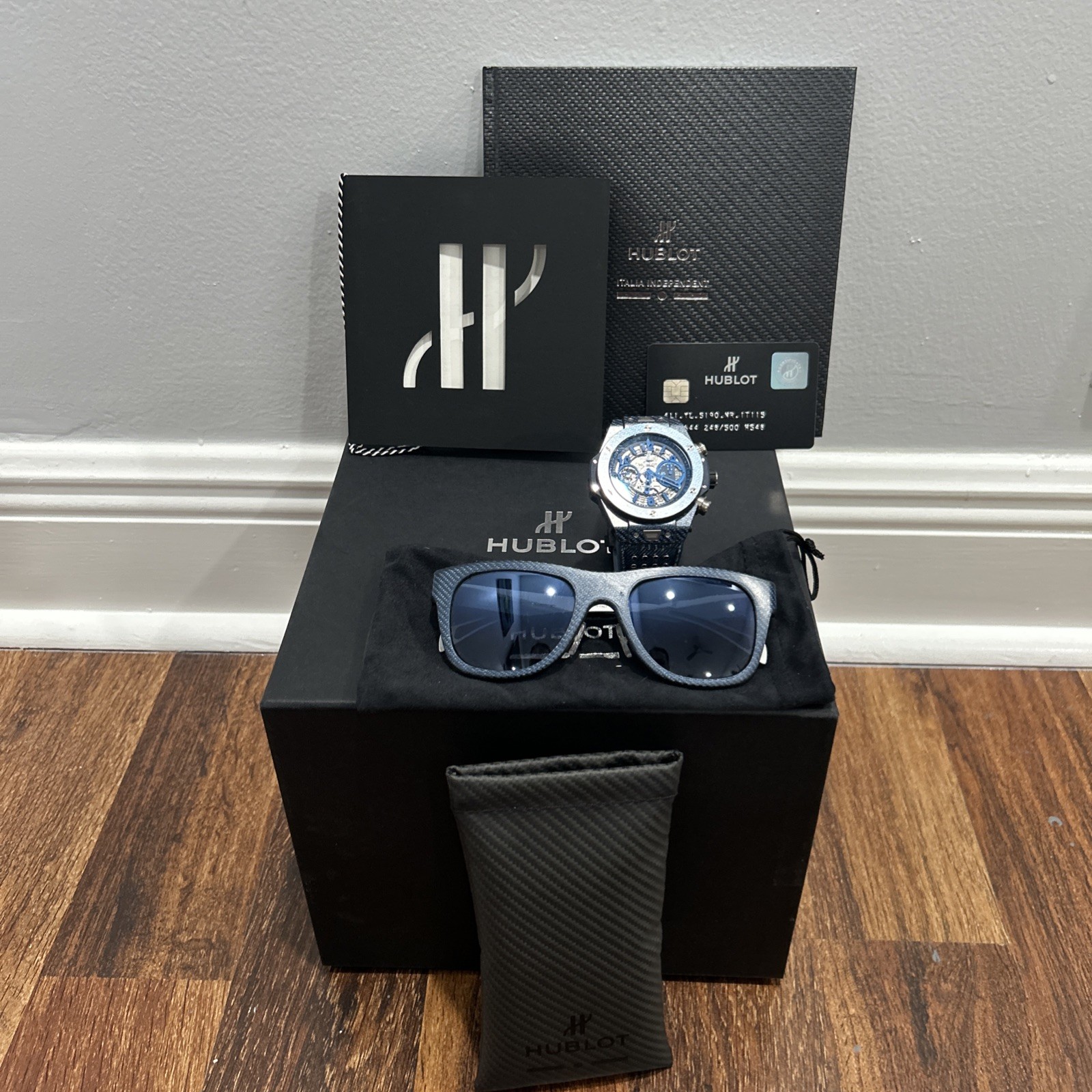 Hublot Big Bang Unico Italia Independent $26K MSRP Carbon WITH HUBLOT GLASSES