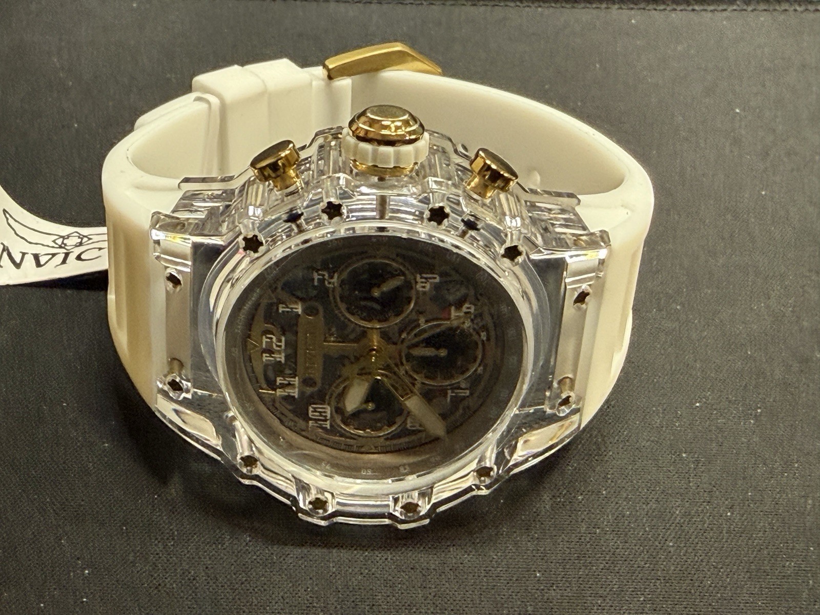 Invicta 69689 Racing Quartz Chronograph Skeleton Clear/Gold 44mm Watch