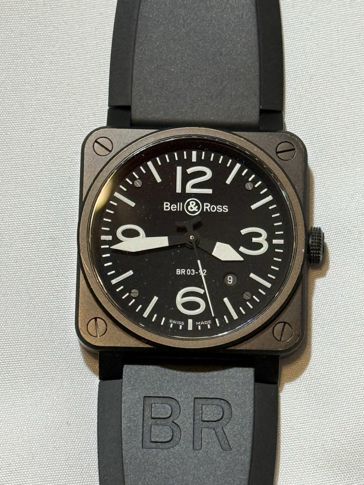 BELL & ROSS BR03-92-S Matte Black Ceramic and Stainless Steel w/ Box and Strap
