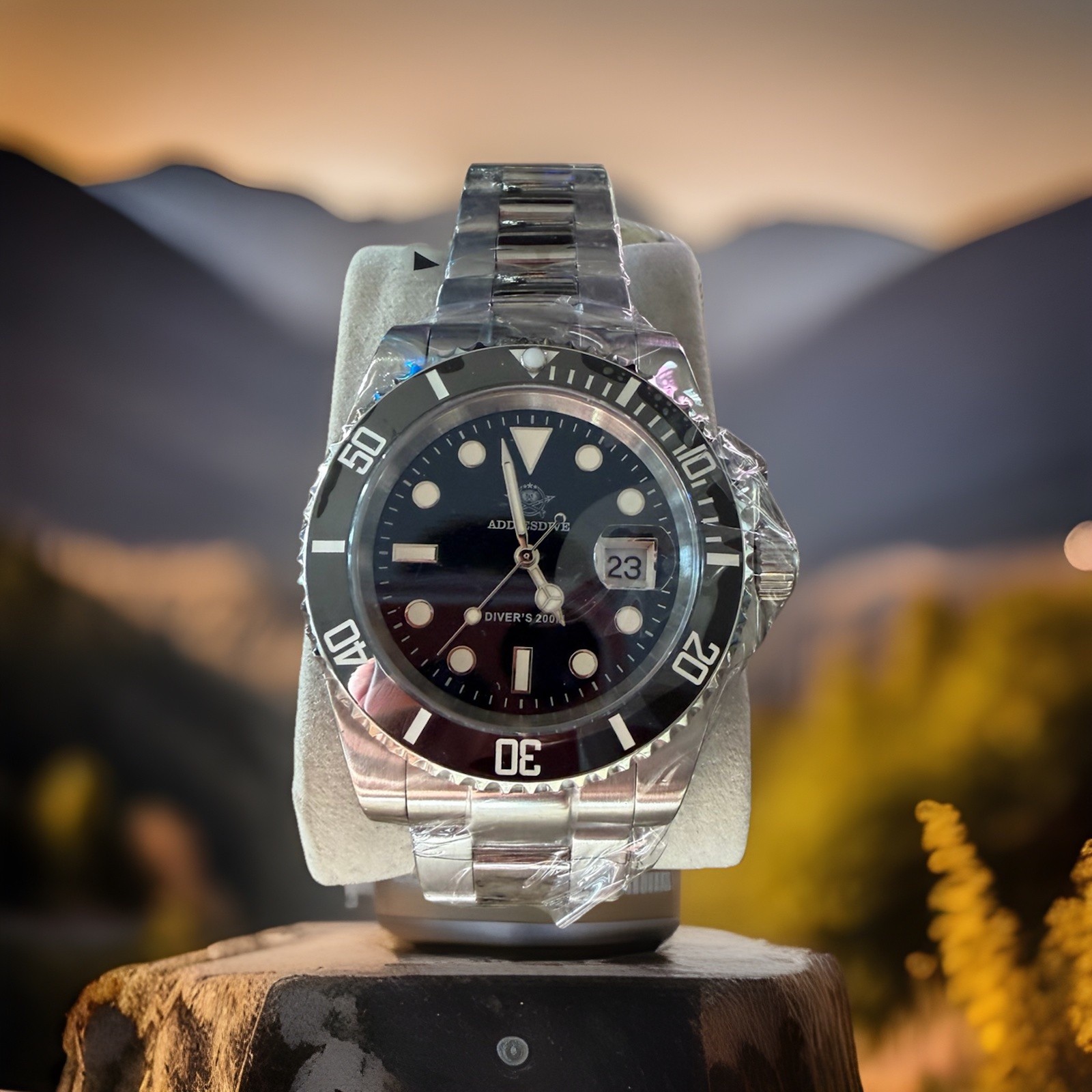 ADDIESDIVE MY-H3 Quartz Diver Watch 41mm Black Bezel 200M WR Japan Movement New