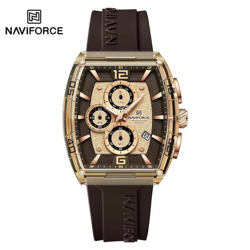 NAVIFORCE Men’s Quartz Watch 50M Waterproof Luminous Date Silicone Strap 45mm