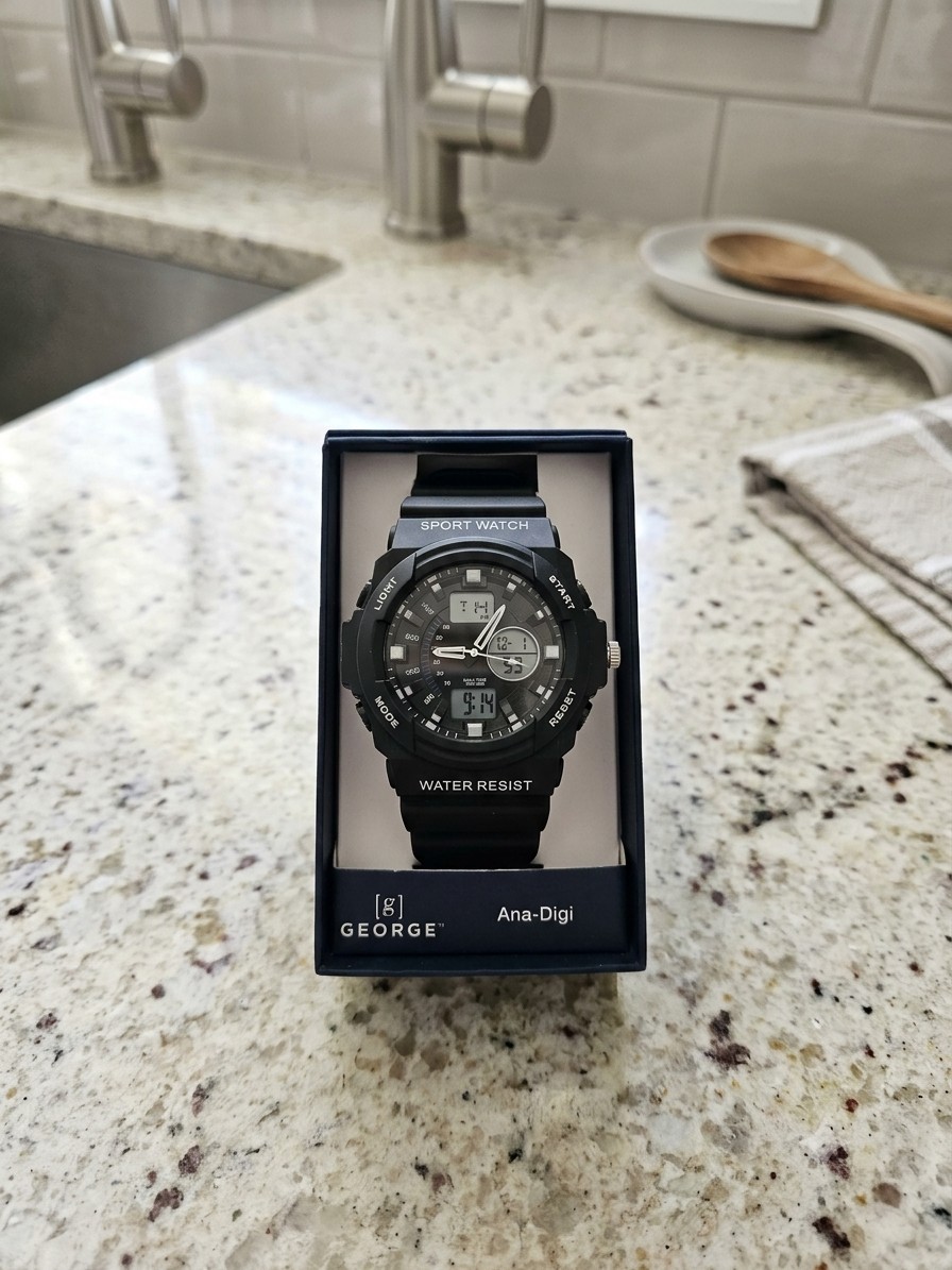 George Ana-Digi Quartz Ana-Digi Water-Resistant Black Rubber Strap w/ Box