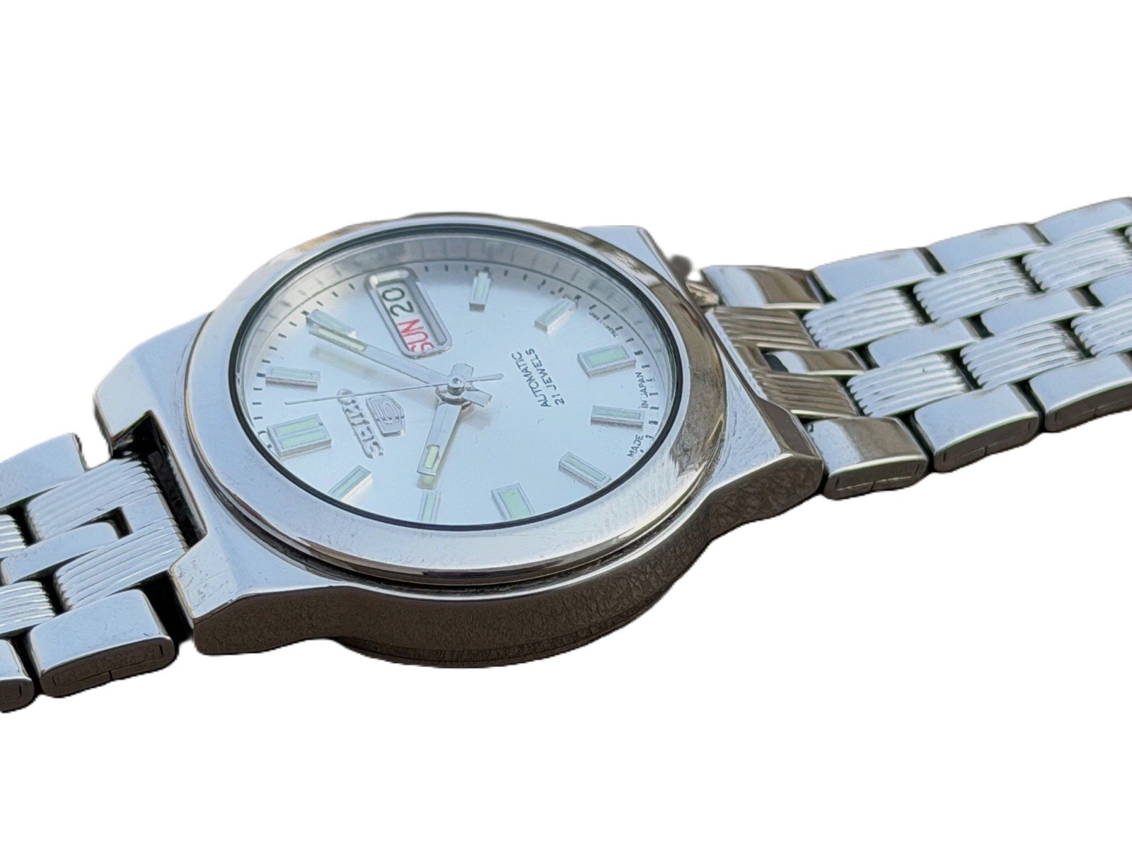 Vintage Seiko 5 Automatic 36mm Silver Dial Day-Date 7S26 Men’s Watch — S-134