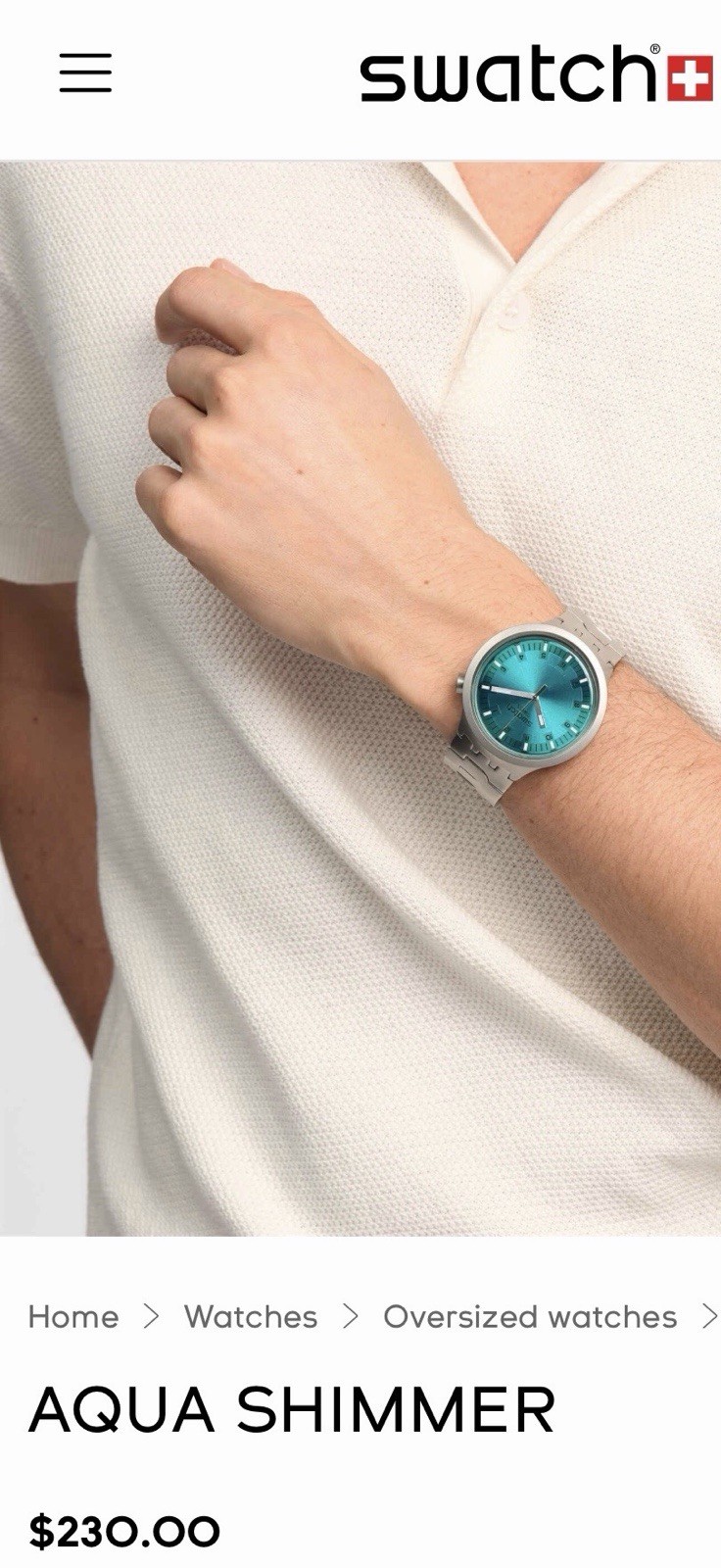 New Swatch Irony Big Bold AQUA SHIMMER Men Steel Watch 47mm SBO7S100G $230