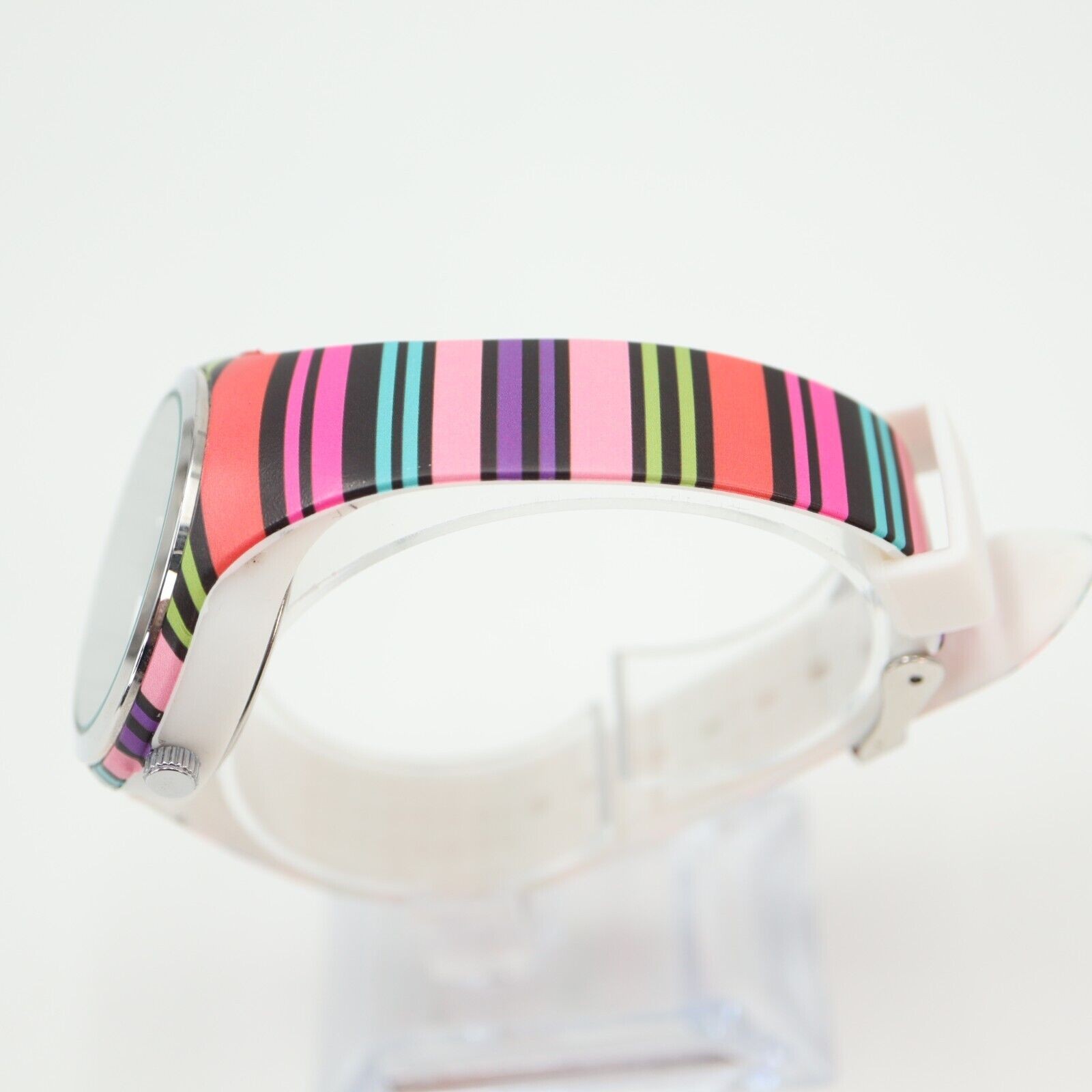 Jessica Carlyle Multicolor Watch 38mm Black Jeweled Dial Silicone Strap Working