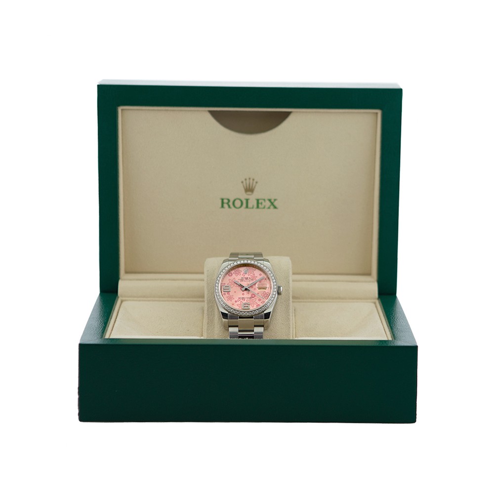 ROLEX Stainless Steel 36mm Factory Diamond Bezel Datejust 116244 Box Warranty
