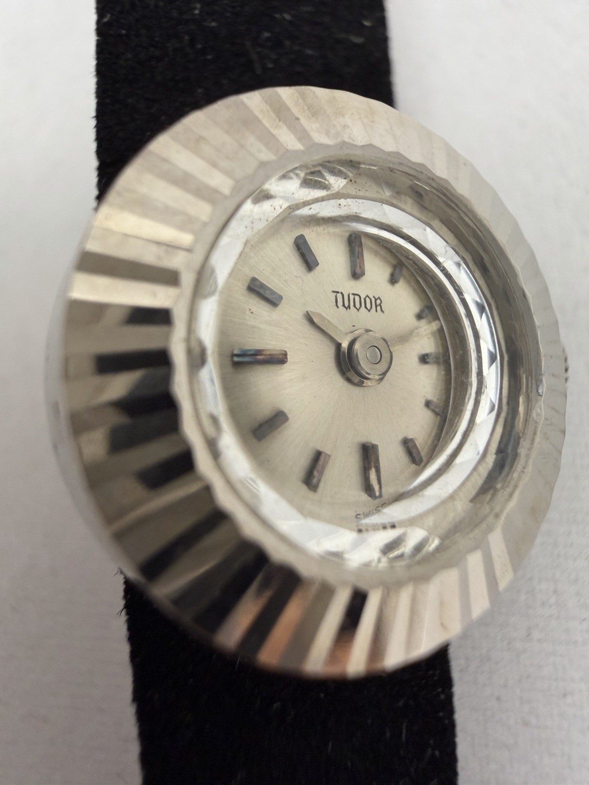 Tudor Chameleon White Gold 18k Gold Watch w ROLEX Crown