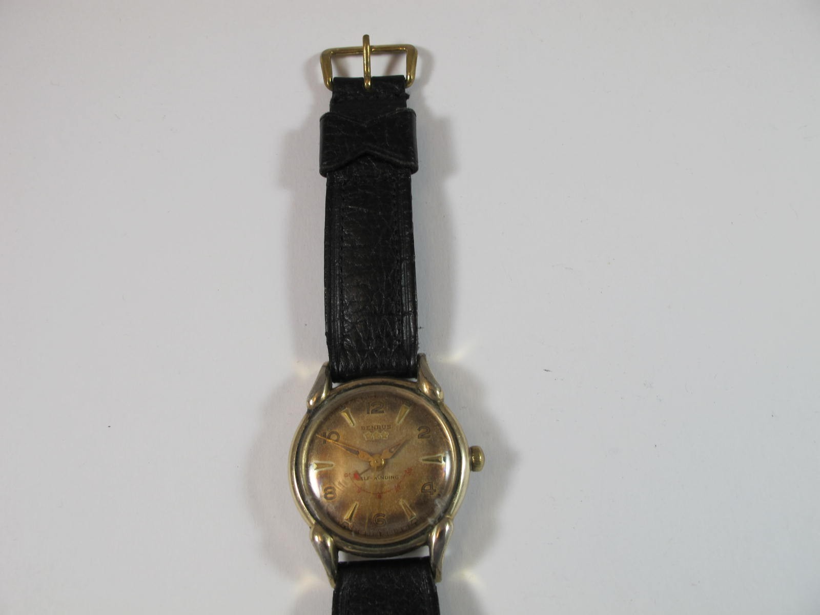 BENRUS MENS VINTAGE GOLD PLATED WATERPROOF SELF WINDING WITH WIND INDICATOR