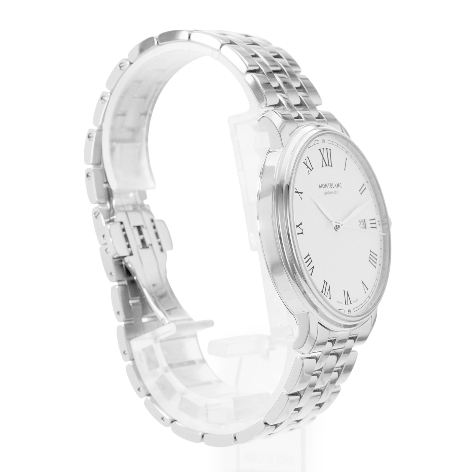 Montblanc Tradition 112610 40mm White Roman Dial Steel Mens Watch Box Card