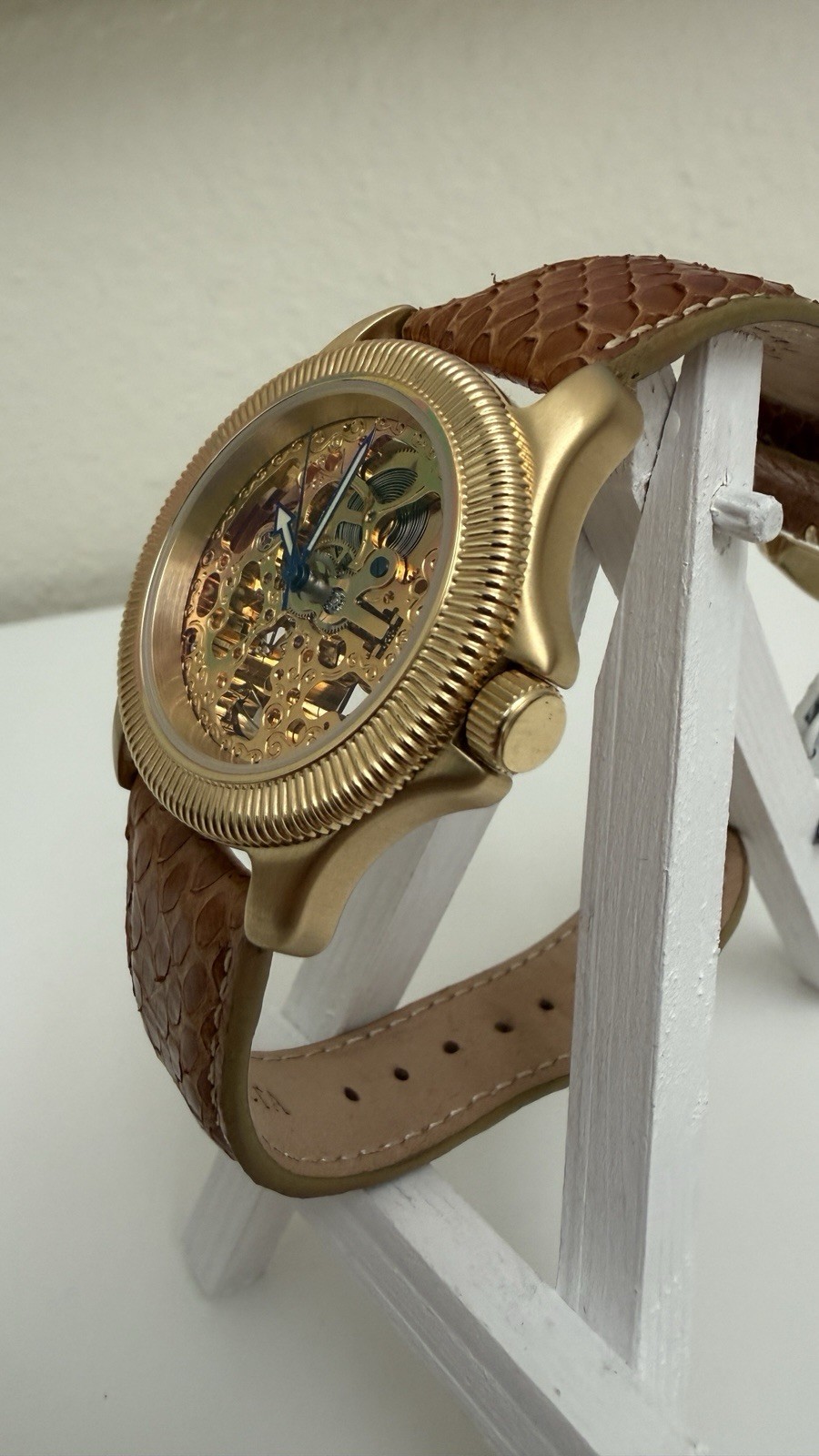 Invicta Automatic Skeleton Watch 40mm Excellent Condition Vintage Gold Tone