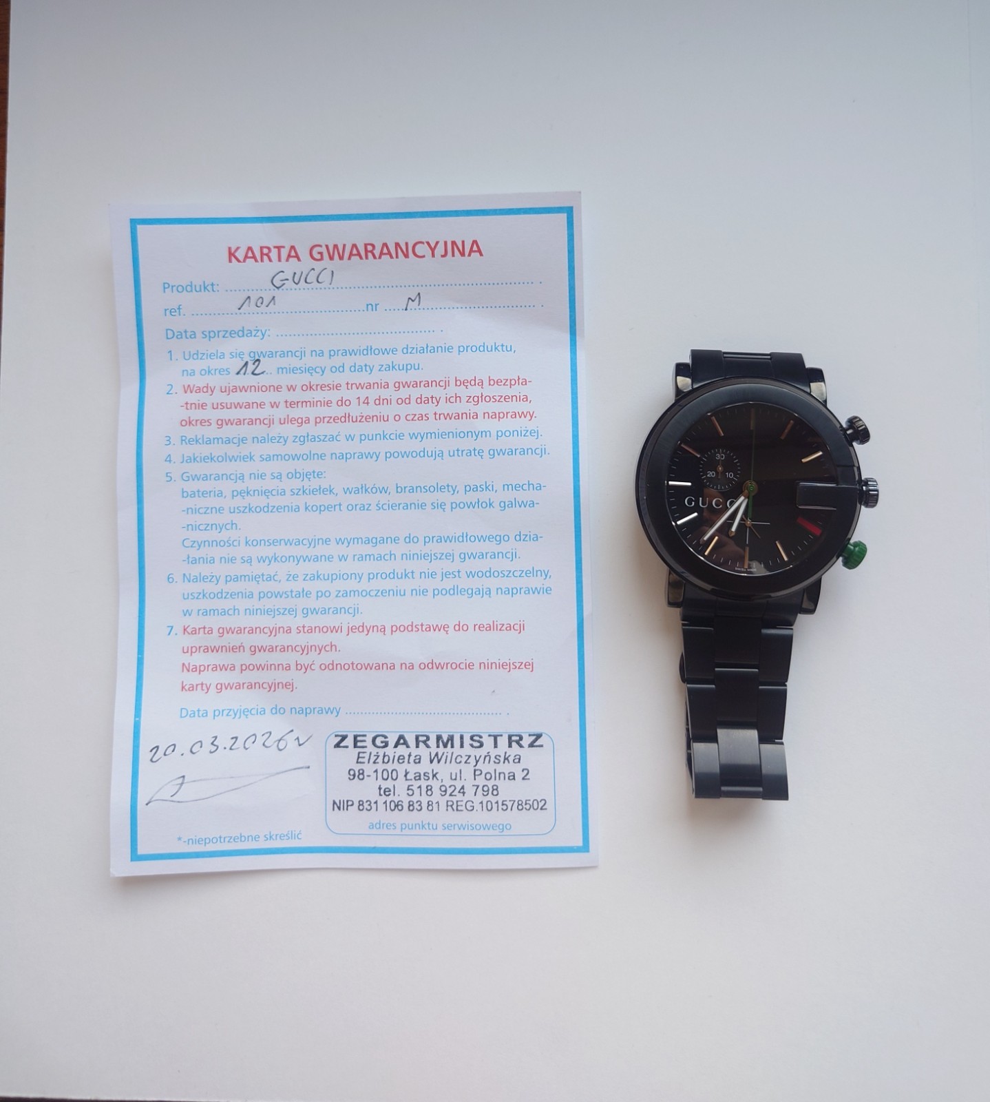 Gucci G‑Chrono YA101331 Unworn Serviced 2026 Full Set Box Links 44mm