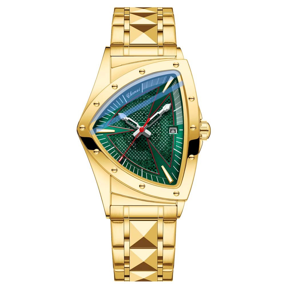 CHENXI Men Quartz Watch Triangle Silver Steel Watch for Male Business Wristwatch