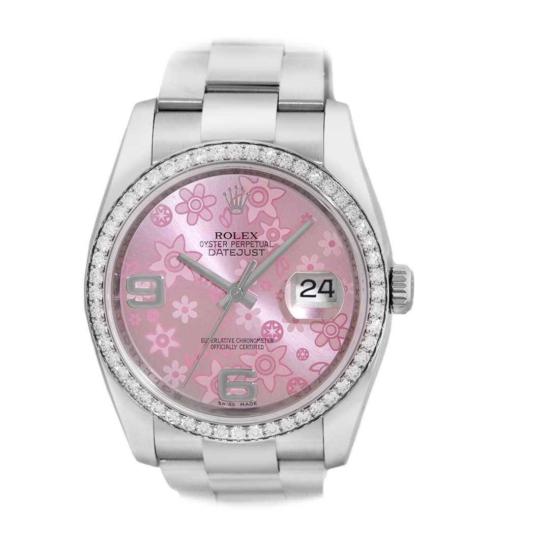 ROLEX Stainless Steel 36mm Factory Diamond Bezel Datejust 116244 Box Warranty