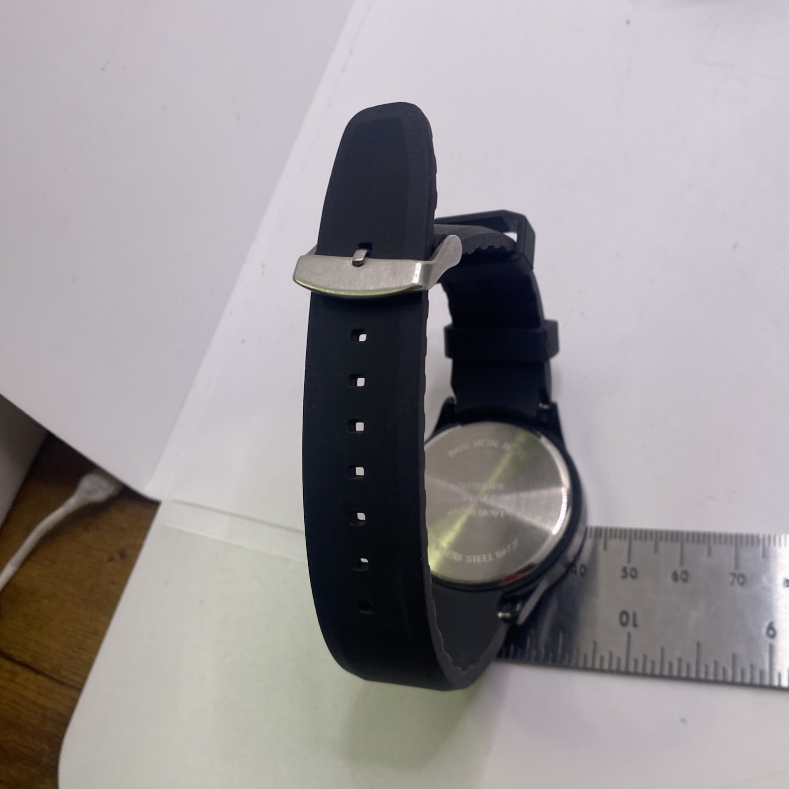 Mens Black Tone Watch Quartz Rubber New Battery