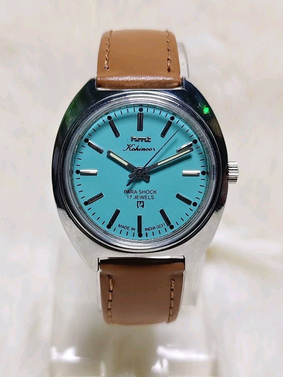 Vintage HMT Kohinoor Matte Blue Dial Hand Winding Mechanical Wrist Watch
