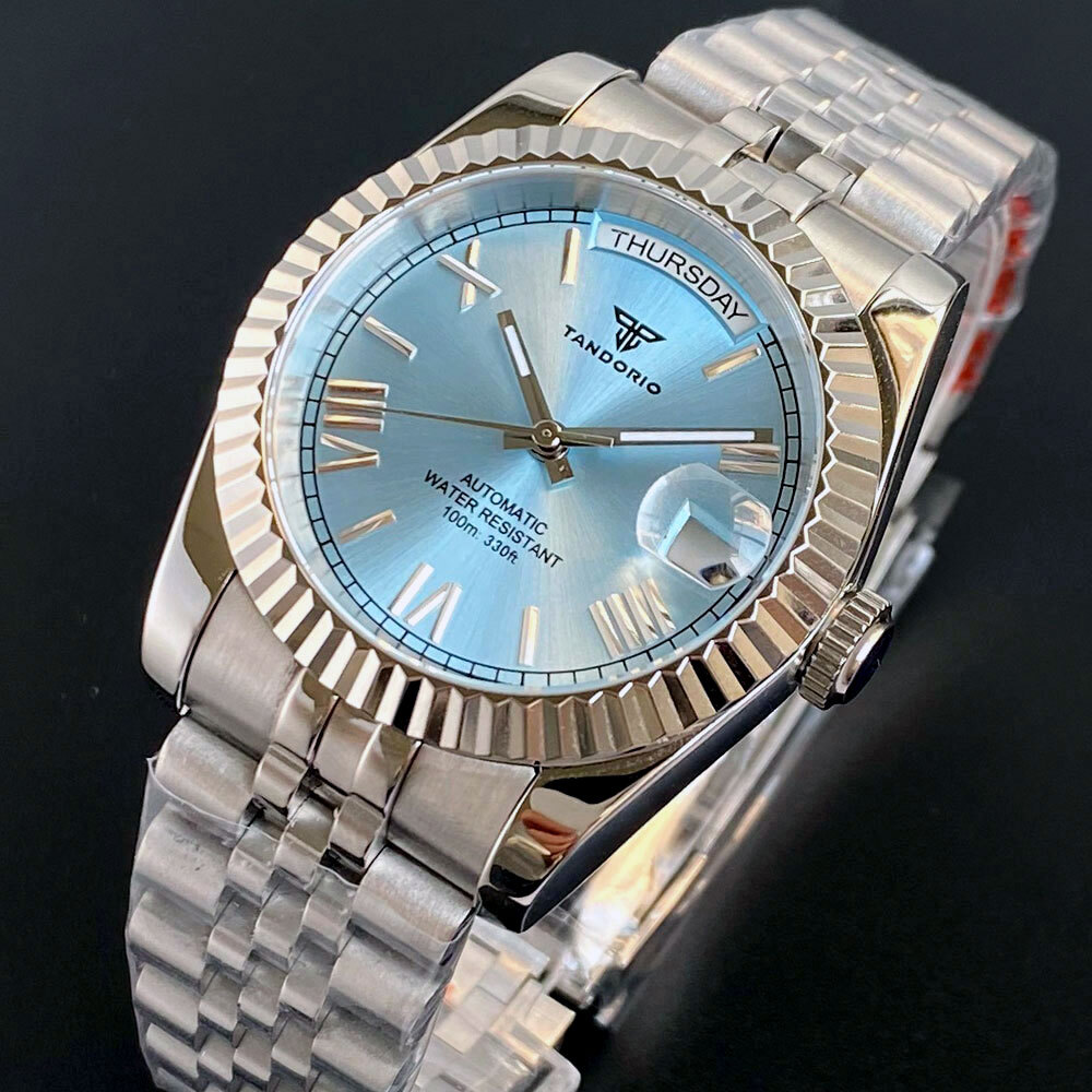 Tandorio 200M Dive 36mm 39mm Date Week Sunburst Dial Roman Number NH35 Men Watch