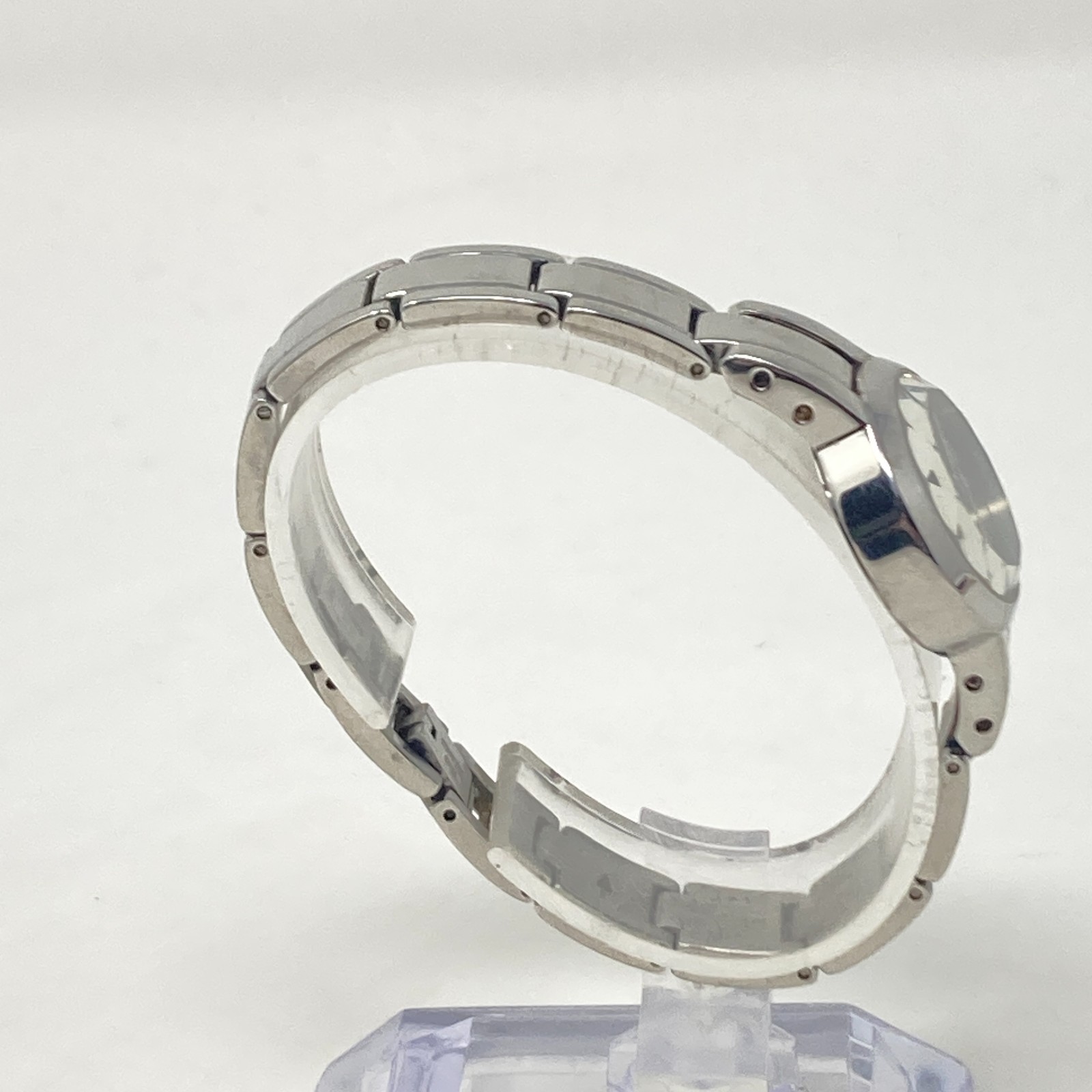 Fossil F2 Womens Watch 22mm Silver Tone Green Dial Faceted WR New Battery 6.25″