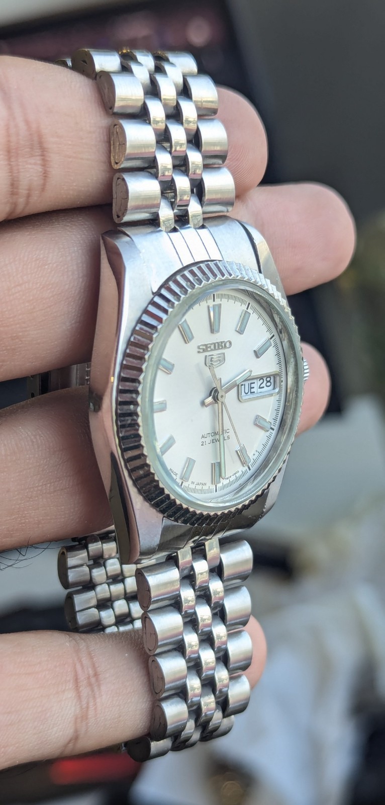 Vintage Seiko 5 Automatic 7S26 White Dial Day Date Men’s Japan Watch