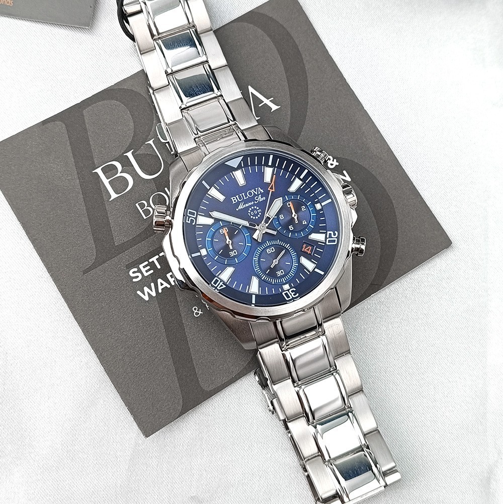 Bulova Marine Star Chronograph 96B256 Blue Dial Stainless Steel Men’s Watch