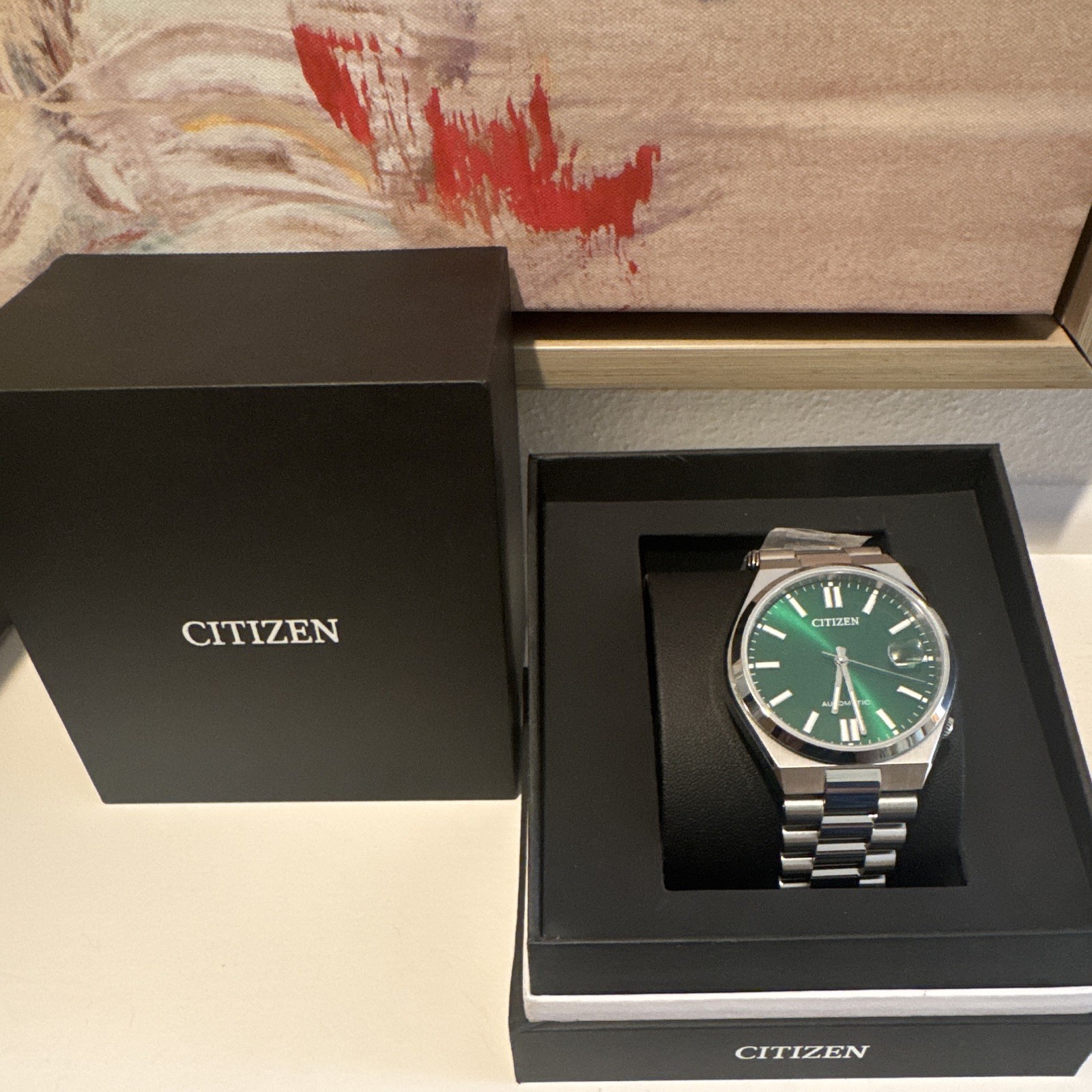 Citizen NJ0150-81X Automatic Green Dial 40mm Date Steel Watch w/ Box Papers