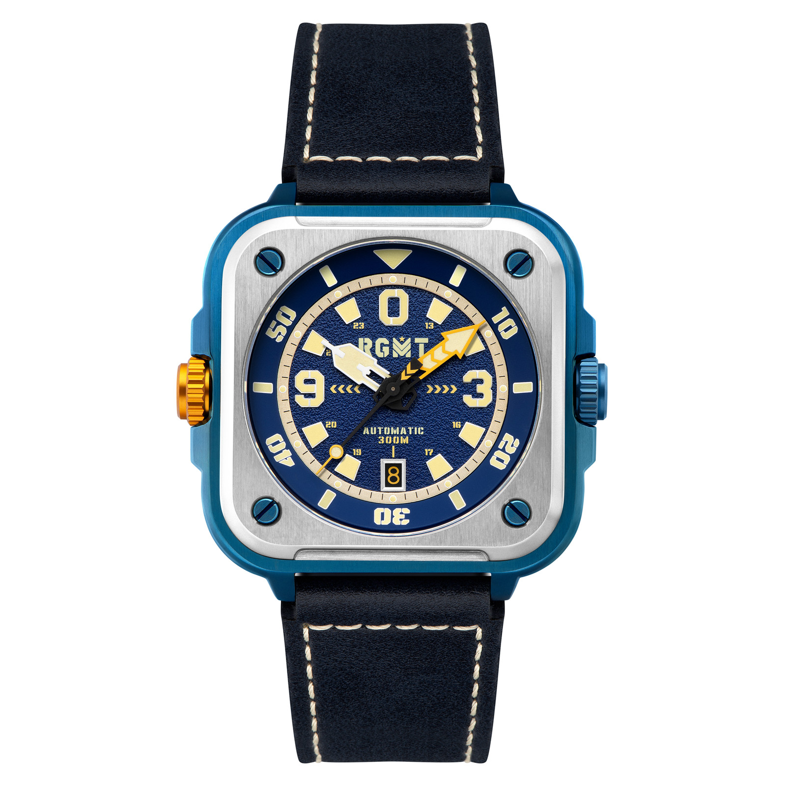 Pershing Automatic Blue / Leather Blue Dial Wristwatch RG-8066-04