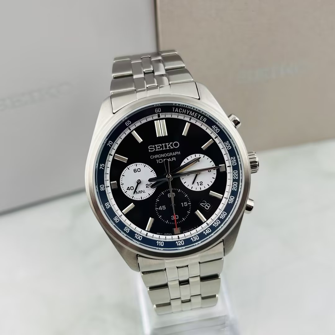 Seiko Essentials Men’s SSB427 Chronograph Quartz Watch Blue Dial 41.5mm New