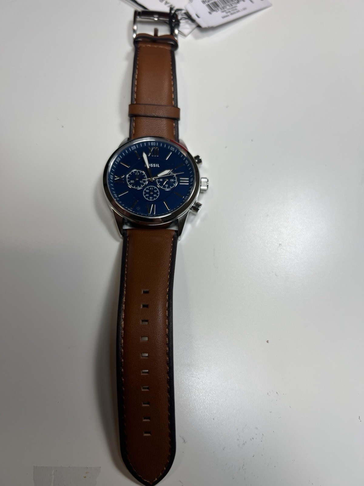 Fossil Flynn Silver Brown Leather Chronograph BQ2125 Men Watch