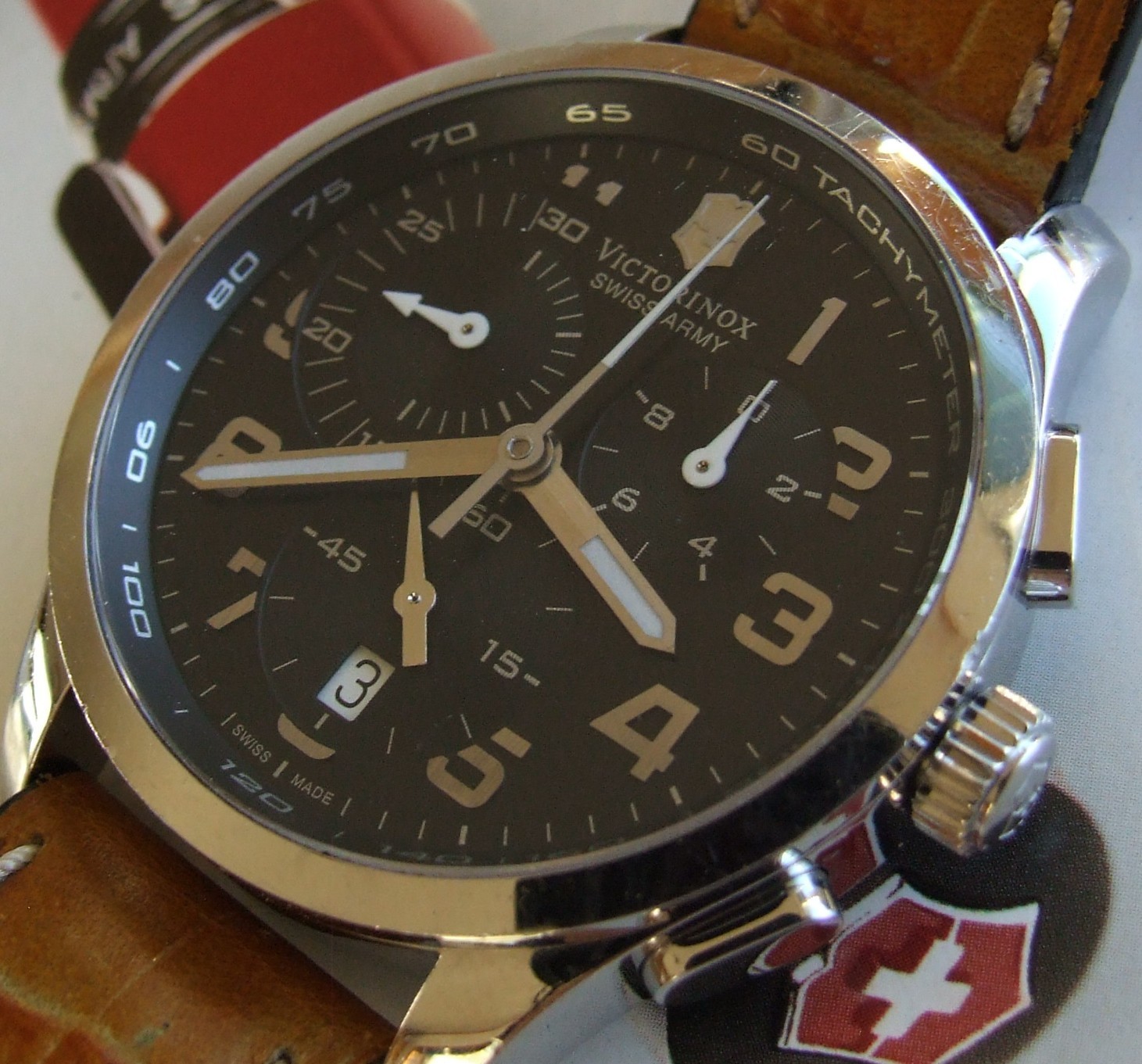 VictorINOX SWISS ARMY+Men’s ALLIANCE CHRONOGRAPH+Sapphire+42mm+OEM Leather Band