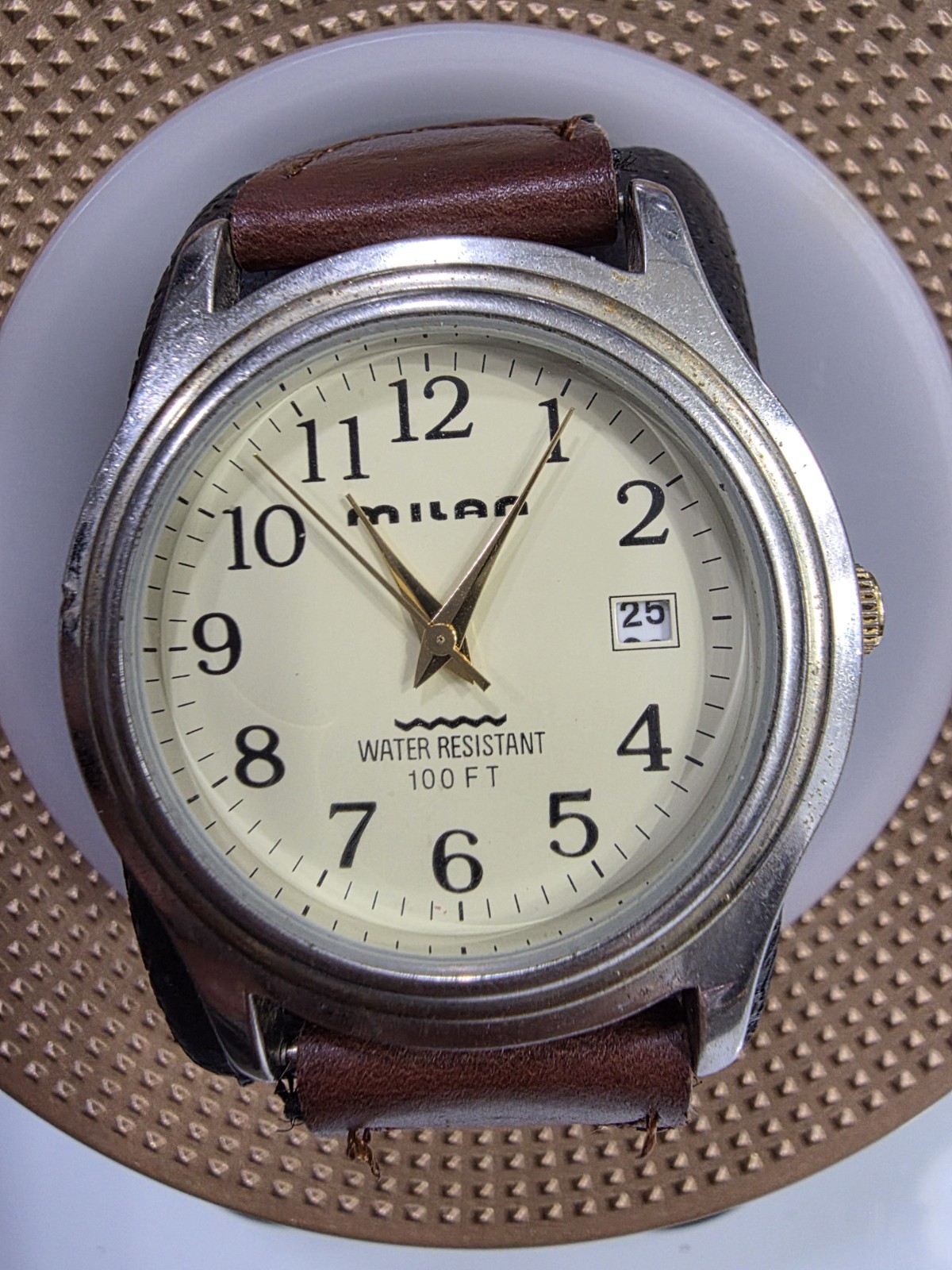 MILAN VINTAGE 37MM QZ WATCH, W. R., LEATHER /CANVAS BAND, NEW 🔋