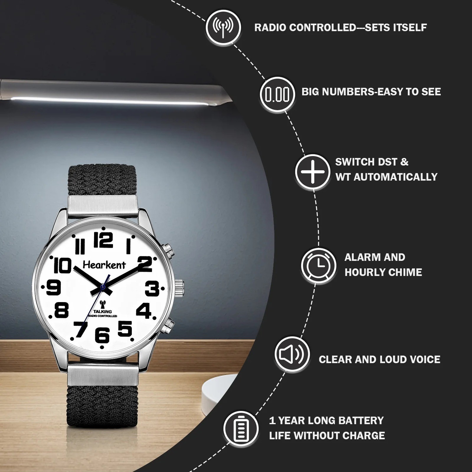 Hearkent English Talking Watch for Blind Men Visually Impaired – Alarm & Hourly