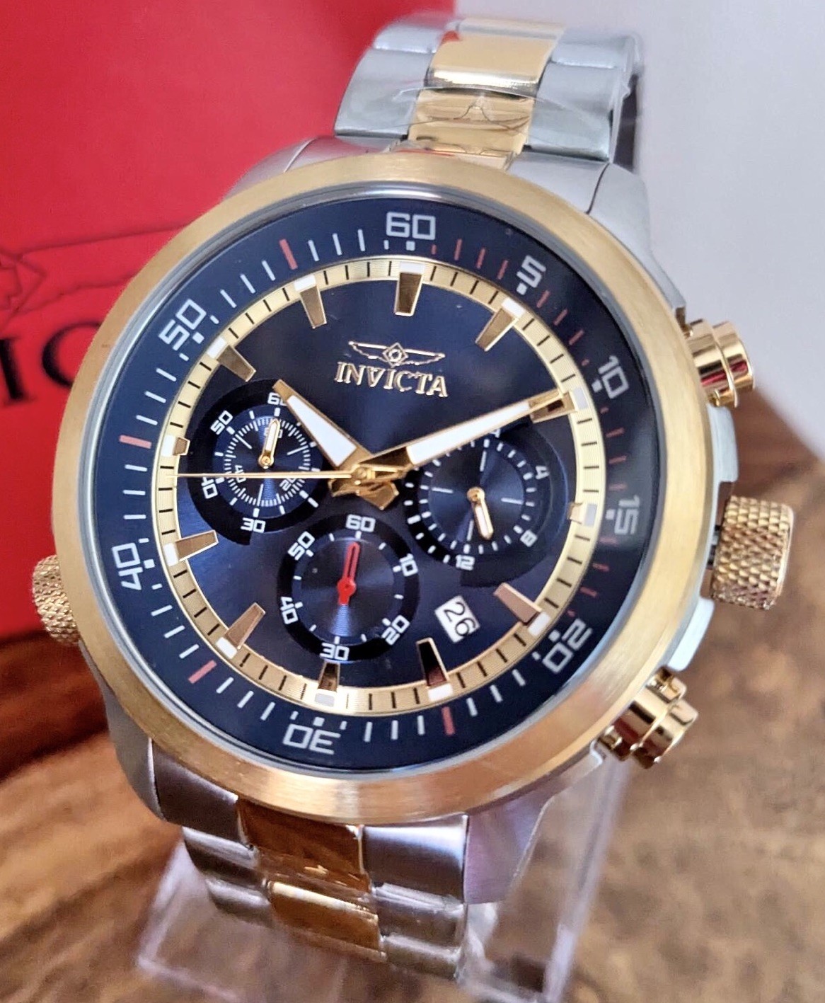 INVICTA SPECIALTY CHRONO-INNER ROTATING BEZEL+EXTRA LTHR STRAP & LINK TOOL OPTN