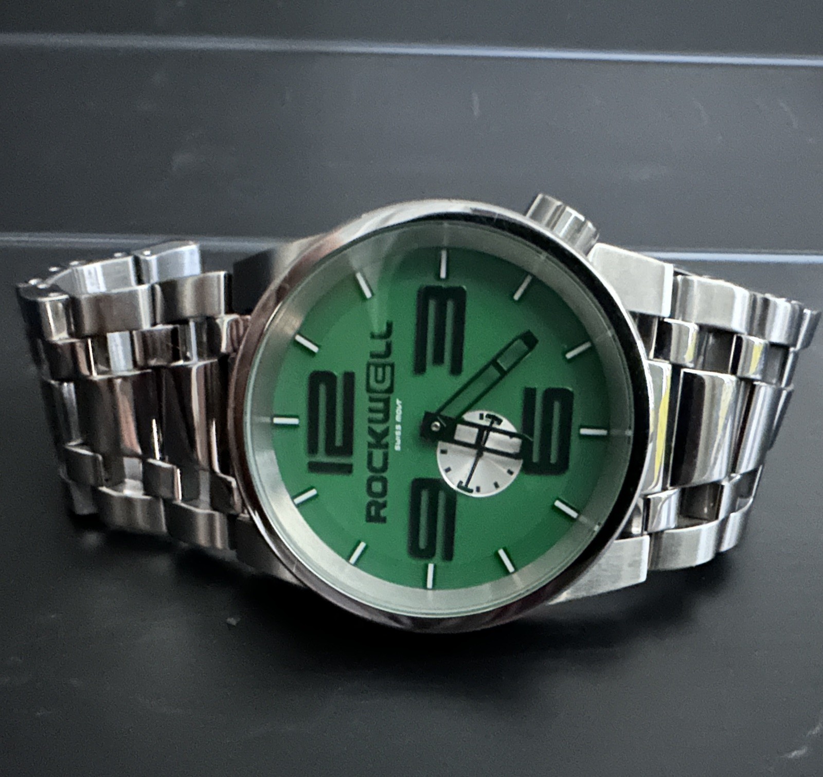 Rockwell Time Prime Time 50mm Silver / Green Swiss Movement Watch