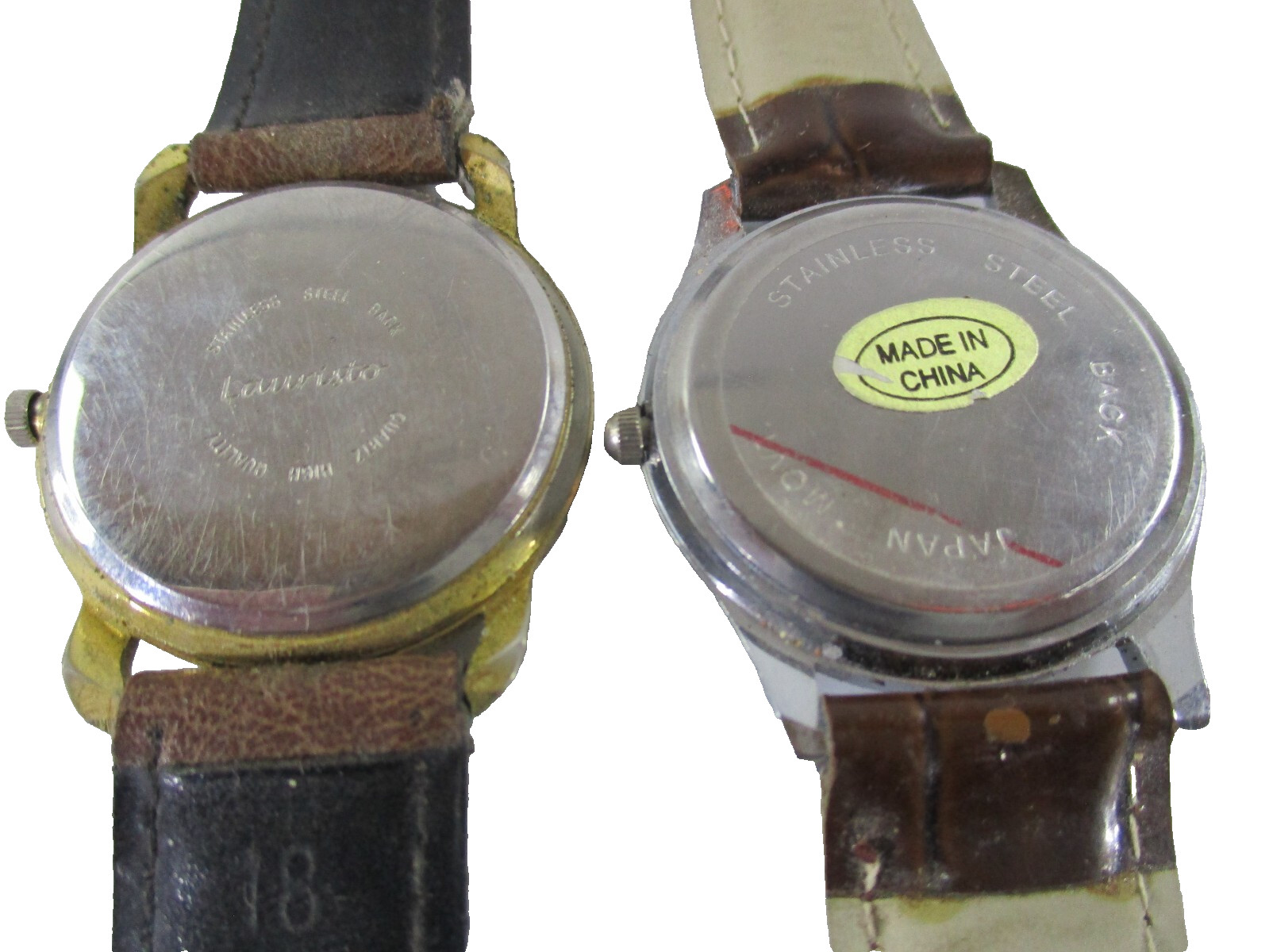 Vintage Lauristo Quartz Womens Watches Leather Bands Japan Movement Gold White