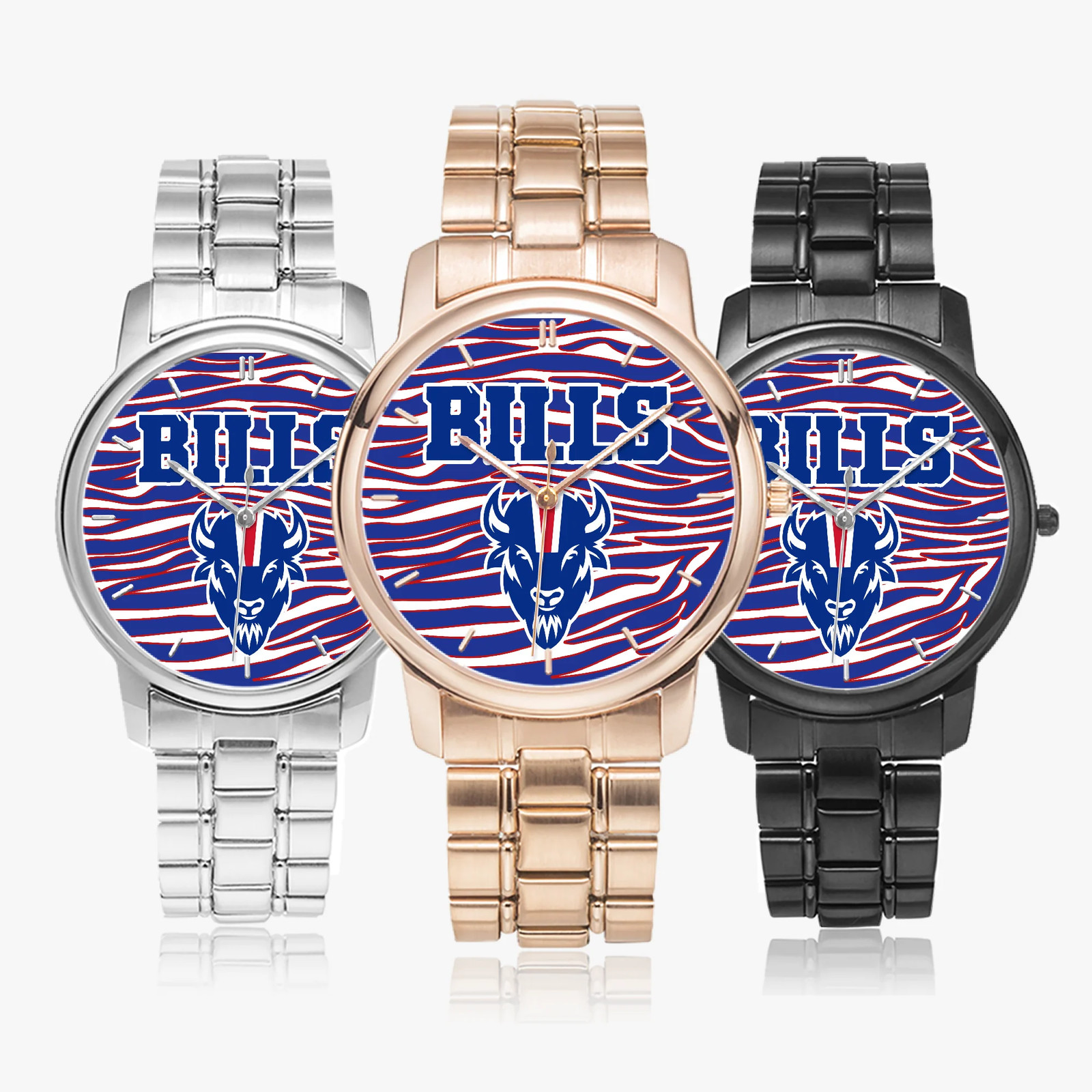 Buffalo Football Bills Folding Clasp Type Stainless Steel Quartz Watch 40mm / S