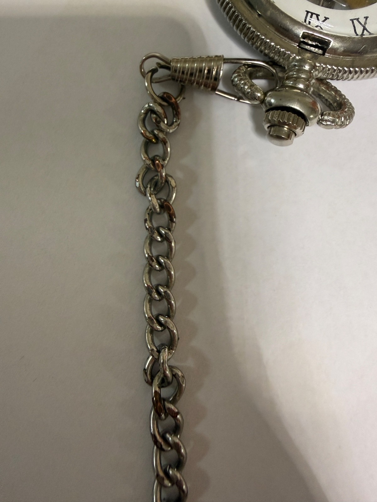 Vintage Skeleton Pocket Watch Roman Numerals Mechanical Style Singapore Movement