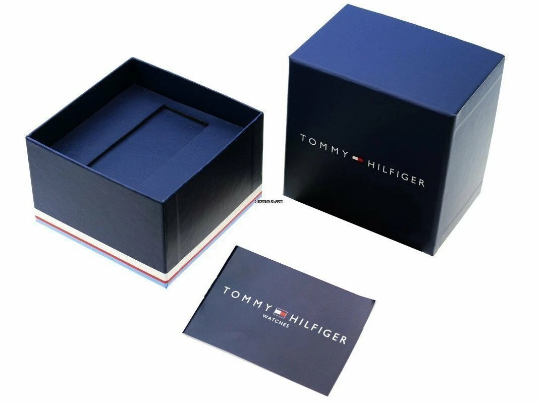 TOMMY HILFIGER CHRONOGRAPH 1791807 BLUE DIAL BROWN LEATHER STRAP 46MM MENS WATCH