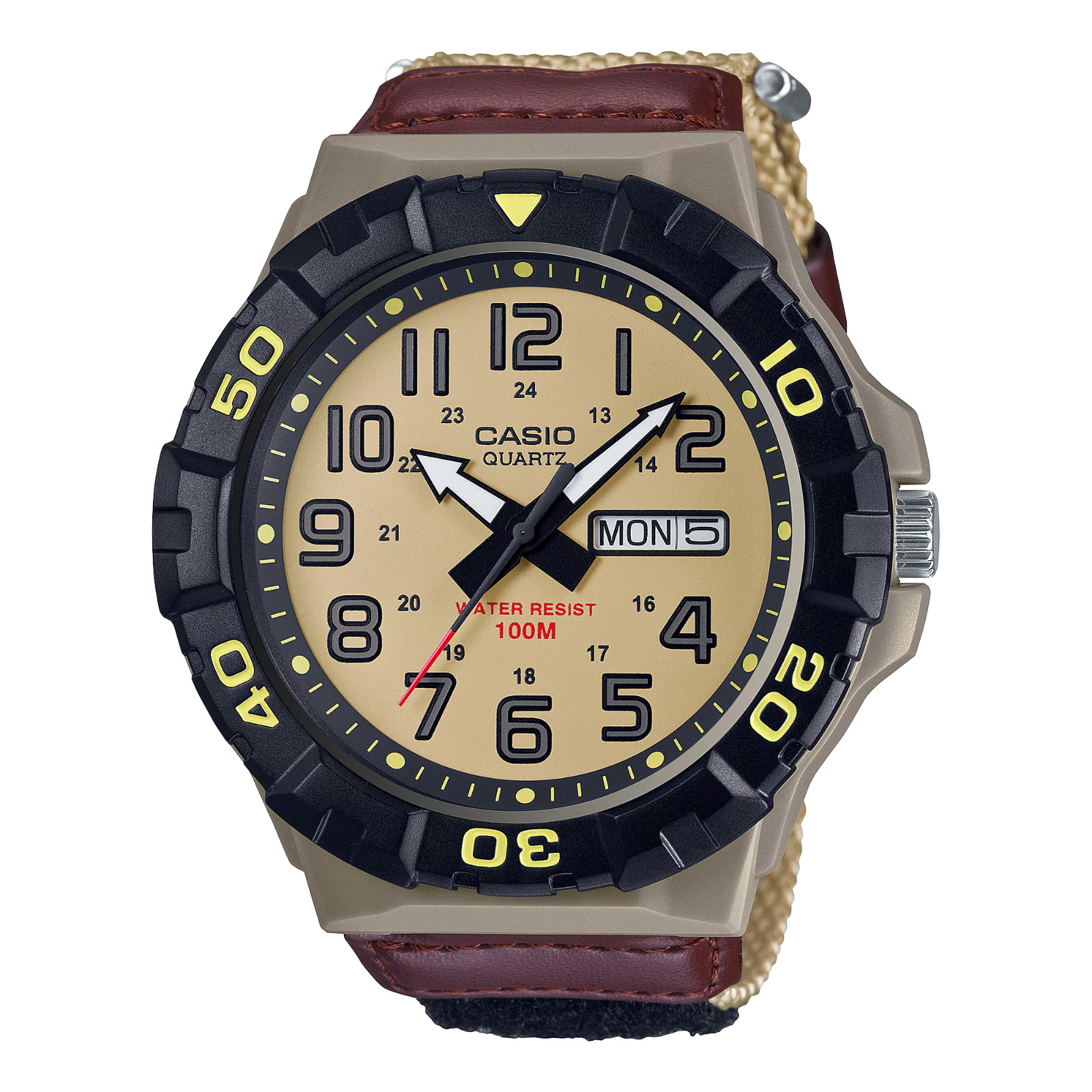 Casio MRW210HB-5BV Men’s Tan Sport Watch 100 Meter WR, Date Window, Nylon Band