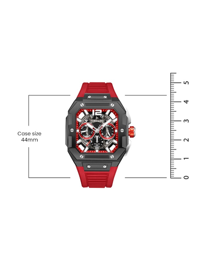Tornado Xenith Curve Men’s Multi Function Watch | Red Dial, 44mm, 100 m (10 ATM)
