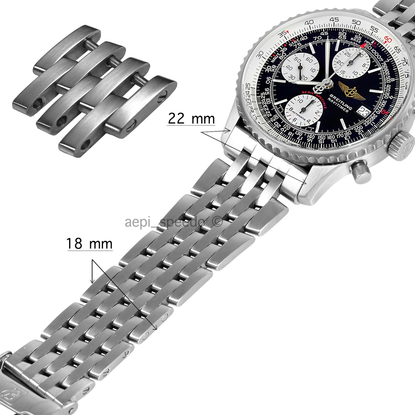NEW Breitling Navitimer 18mm BRUSHED Stainless Steel Link For Fighter Bracelet