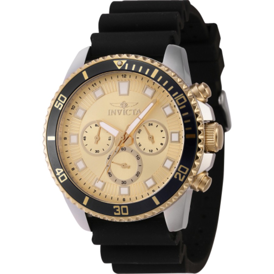 Invicta Pro Diver Chronograph GMT Quartz Gold Dial Men’s Watch 46128