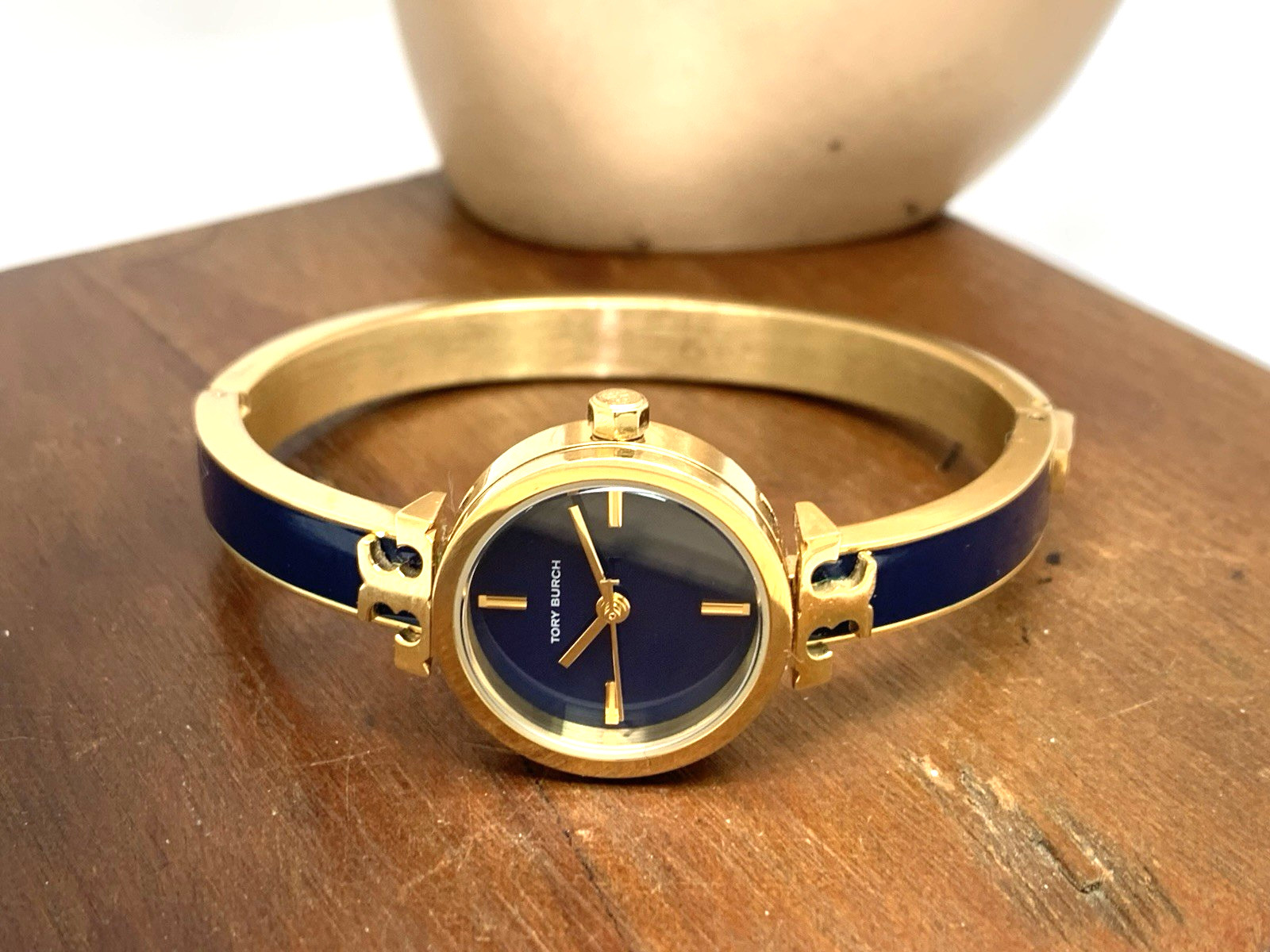 Tory Burch Women’s Watch TBW1400 Kira Gold Blue Dial Bangle Petite 22mm Steel