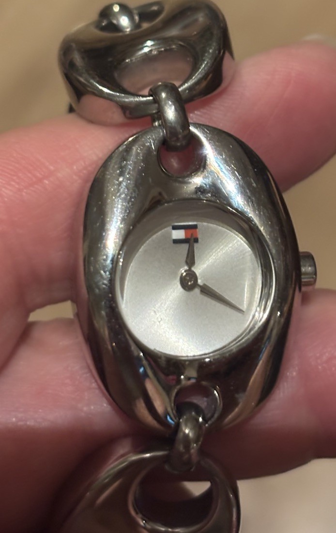 Tommy Hilfiger Women’s Silver Tone Oval Analog Bracelet Watch Needs Battery