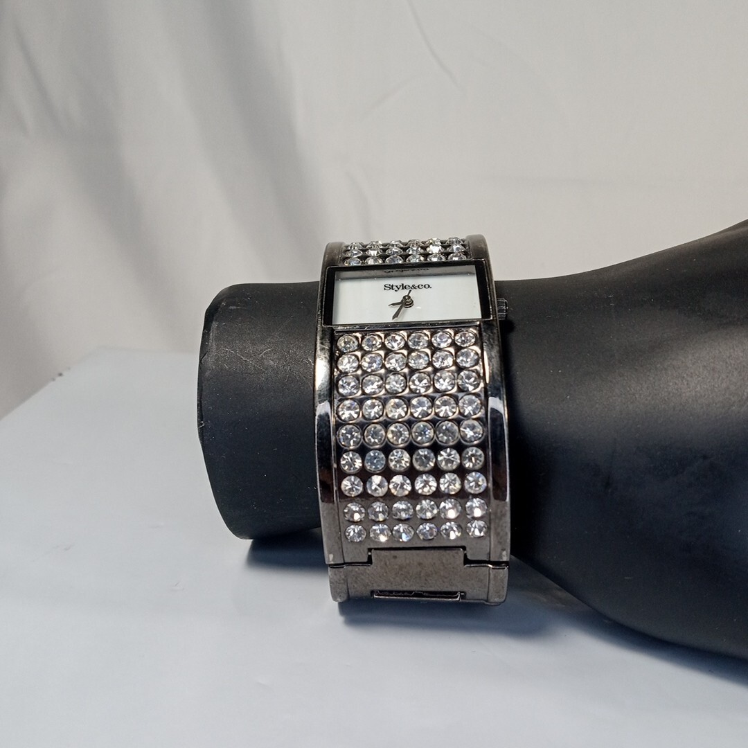 Style & Co Analog Wristwatch with Buckle Band, Quartz Movement, 104 Crystals
