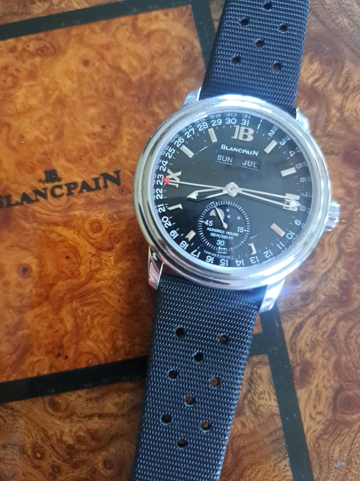 Blancpain Leman Complete Calendar Moonphase Black Dial Rare 38mm W/Box